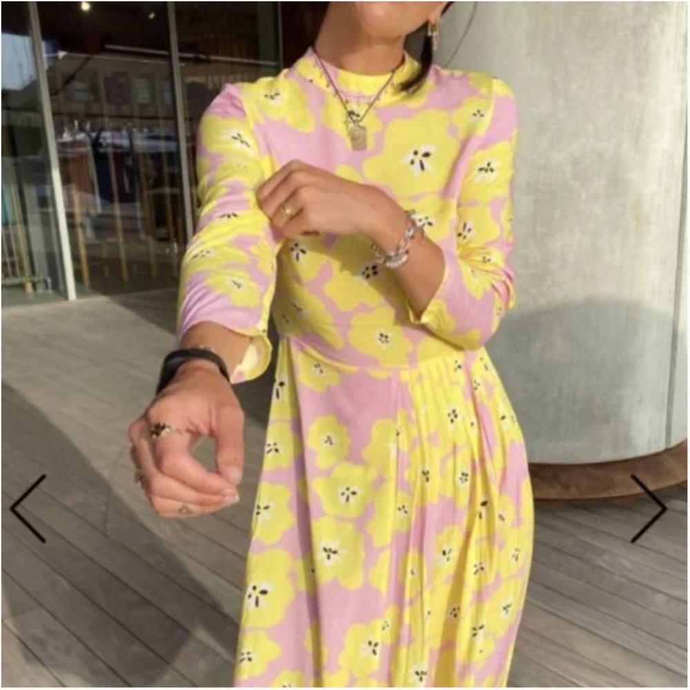 Never Fully Dressed Pink Floral Swedish Midi Dress (NEW)